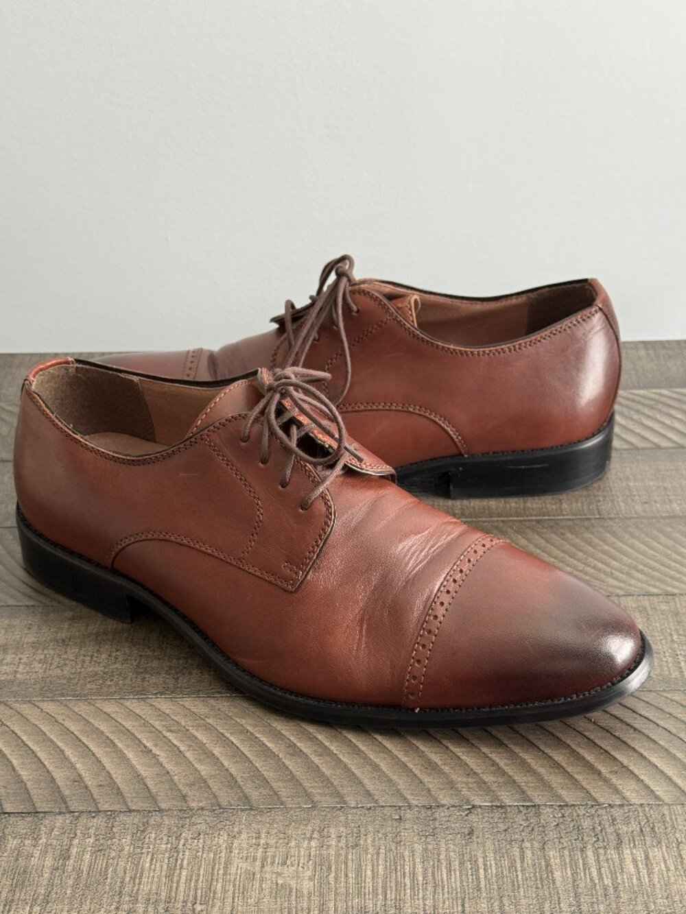 Joseph Abboud Brown Leather Cap Toe Oxford Dress Shoes Men's Size 12M